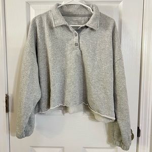 Aerie crop top sweatshirt pullover button collar American eagle size medium